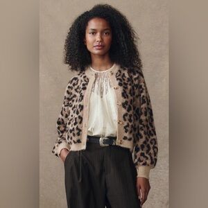 THE GREAT. Windsor Cardigan in Leopard. Size 1.